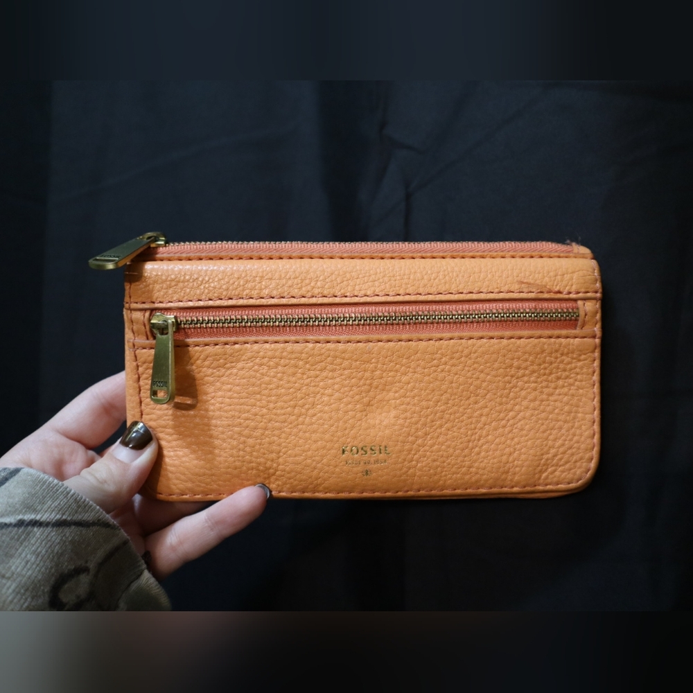 Fossil Peach Orange Leather Wallet